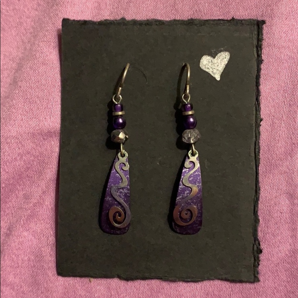 Purple metallic swirl earrings